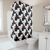 Black White Red Modern  patchwork Douchegordijn (In situ)