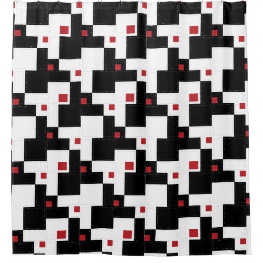 Black White Red Modern  patchwork Douchegordijn (Voorkant)