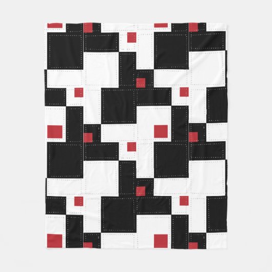 Black White Red Modern  patchwork Fleece Deken (Voorkant)