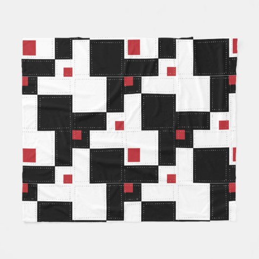 Black White Red Modern  patchwork Fleece Deken (Voorkant (Horizontaal))