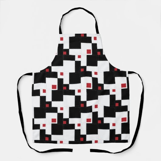 Black White Red Modern  patchwork Schort (Voorkant)