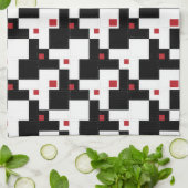 Black White Red Modern  patchwork Schort Theedoek (Gevouwen)