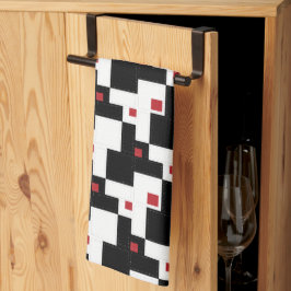 Black White Red Modern  patchwork Schort Theedoek