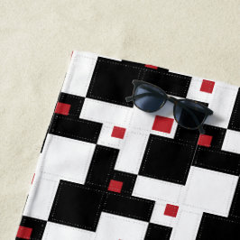 Black White Red Modern patchwork Strandlaken