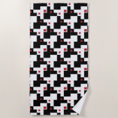 Black White Red Modern  patchwork Strandlaken (Voorkant)