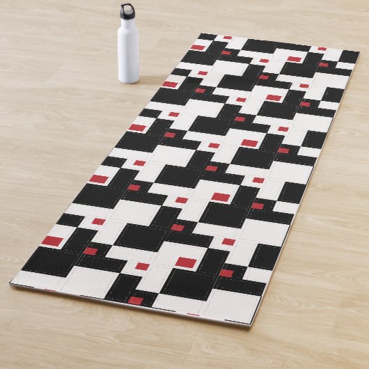Black White Red Modern  patchwork Yogamat (In situ)