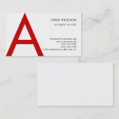 Black White Red Monogram Attorney Visitekaartje (Voorkant / Achterkant)