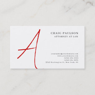 Black White Red Monogram Attorney Visitekaartje