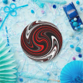Black White Red Paint Swirl Papieren Bordje (Feest)