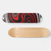 Black White Red Paint Swirl Skateboard (Horizontaal)