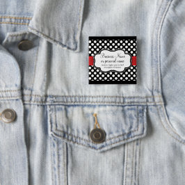Black White Red Polka Dot Retro Cute Consultant Vierkante Button 5,1 Cm