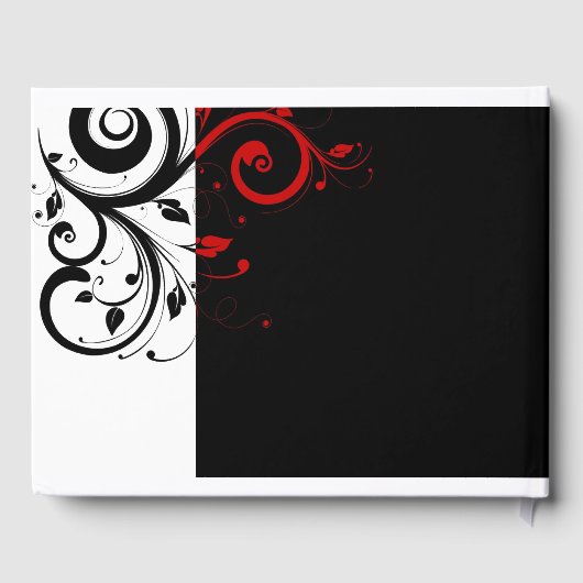 Black White Red Reverse Swirl Weddenschap Gastenboek (Achterkant)