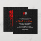 Black White & Red Same-Sex Couples Wedding Invite Kaart (Voorkant / Achterkant)