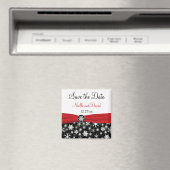 Black, White, Red Snowflakes Save the Date Magnet (In Situ (Lave-vaisselle))