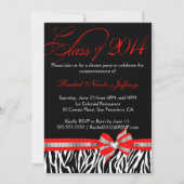Black White Red Zebra 2014 Afstuderen Uitnodiging (Voorkant)