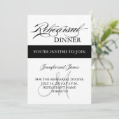 Black White Rehearings Dinner Invitation Kaart (Staand voorkant)