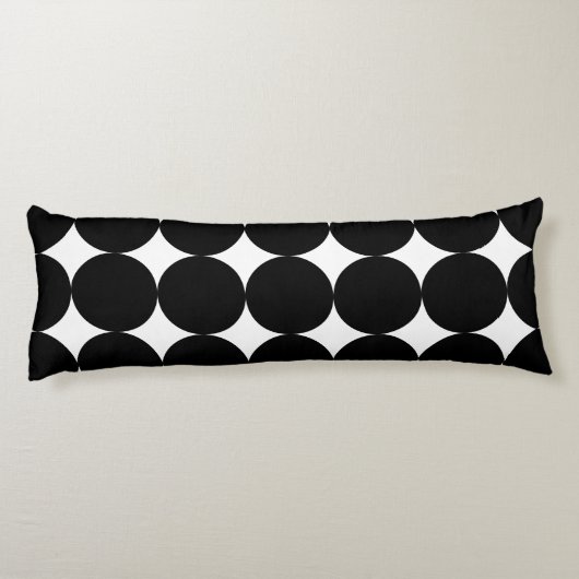 Black White Retro Geometric Cirtern Pattern Lichaamskussen (Achterkant)