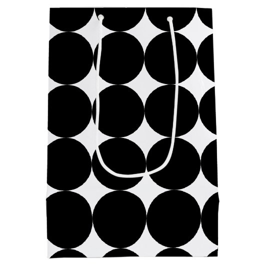 Black White Retro Geometric Cirtern Pattern Medium Cadeauzakje (Achterkant)