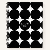 Black White Retro Geometric Cirtern Pattern Notitieboek (Voorkant)