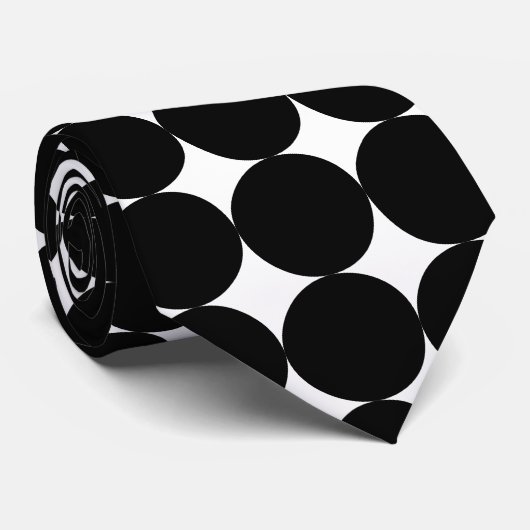 Black White Retro Geometric Cirtern Pattern Stropdas (Opgerold)
