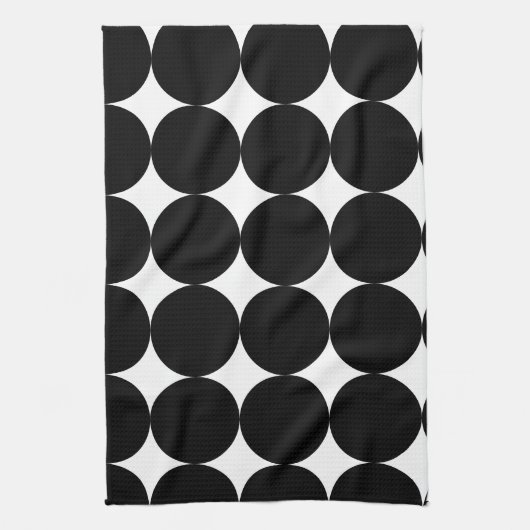 Black White Retro Geometric Cirtern Pattern Theedoek (Verticaal)