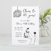 Black White rétro Invitation de fête d'anniversair (Debout devant)