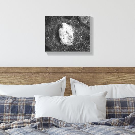 Black & White Rock in het meer Water 8x10 Canvas Afdruk (Insitu (Slaapkamer))