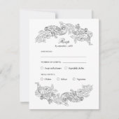 Black & White Rococo Meal Choice RSVP Card (Devant)