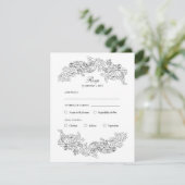 Black & White Rococo Meal Choice RSVP Card (Debout devant)