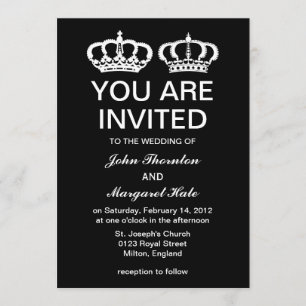 Black White Royal Couple Wedding Kaart