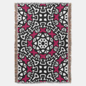 Black White Roze Pop Woven Throw Blanket Deken (Voorkant Verticaal)