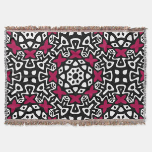 Black White Roze Pop Woven Throw Blanket Deken