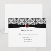 Black White Ruby Gemstone RSVP Kaartje (Voorkant / Achterkant)