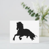 Black White Running Horse Silhouette Briefkaart (Staand voorkant)