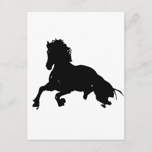 Black White Running Horse Silhouette Briefkaart