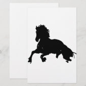 Black White Running Horse Silhouette Briefpapier (Voorkant / Achterkant)