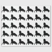 Black White Running Horse Silhouette Cadeaupapier (Vlak)