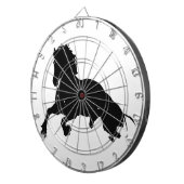 Black White Running Horse Silhouette Dartbord (Voorkant Rechts)