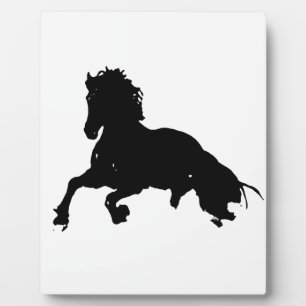 Black White Running Horse Silhouette Fotoplaat