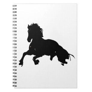 Black White Running Horse Silhouette Notitieboek