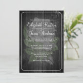 Black & White Rustic Floral Wedding Invitations (Debout devant)