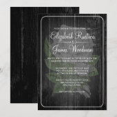 Black & White Rustic Floral Wedding Invitations (Devant / Derrière)