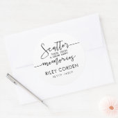 Black White Scatter Seeds Grow Memories Funeral Ronde Sticker (Envelop)