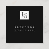 Black White Script Lashes Studio Logo QR Code  Vierkante Visitekaartje (Voorkant)