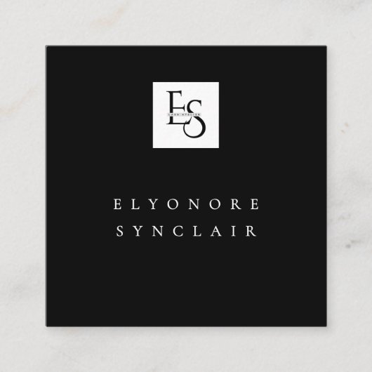 Black White Script Lashes Studio Logo QR Code Vierkante Visitekaartje (Voorkant)