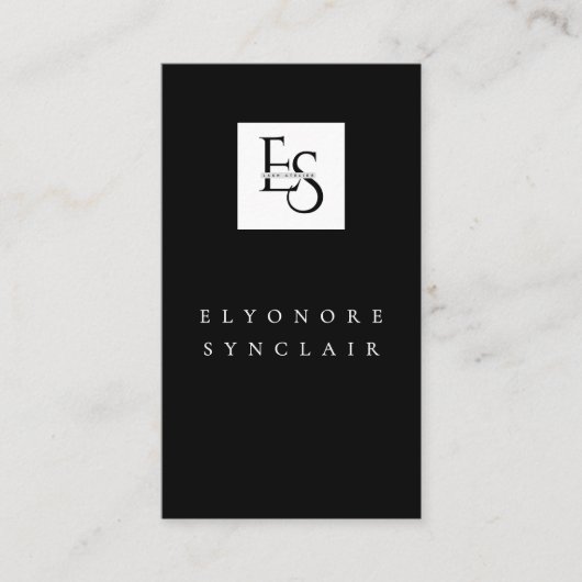 Black White Script Lashes Studio Logo QR Code Visitekaartje (Voorkant)