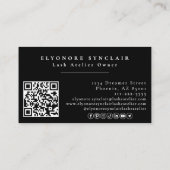 Black White Script Photo Logo QR Code Social Lash Visitekaartje (Achterkant)