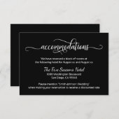 Black White Script Wedding - accommodaties Informatiekaartje (Voorkant / Achterkant)
