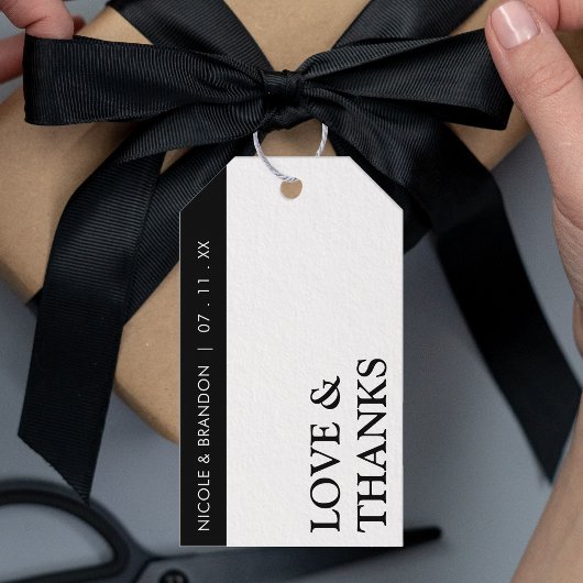 Black & White Side Stripe Bruiloft Dank u Cadeaulabel