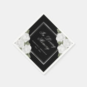 Black White Silver Floral Memorial Funeral Servet (Hoek)